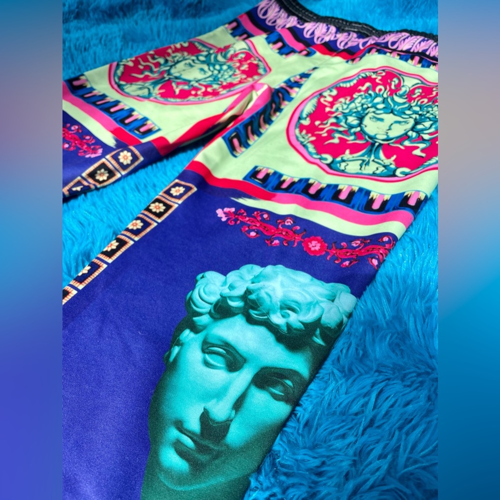 Versace inspired DaVinci style jogger mens Medium multi colored